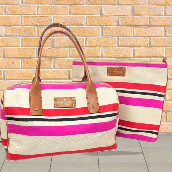 Kate Spade Handbags - Kate Spade Oak Island Pink Stripes Bundle